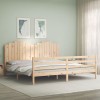 VidaXL Cadru pat cu tăblie 200x200 cm, lemn masiv de pin