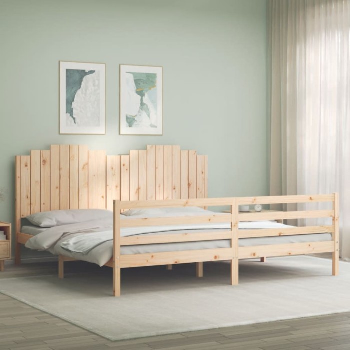 vidaXL Cadru pat cu tăblie 200x200 cm, lemn masiv de pin