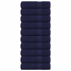 vidaXL Prosoape de m&acirc;nă 10 buc Bleumarin 50x100cm 360 g/m&sup2; 100% bumbac
