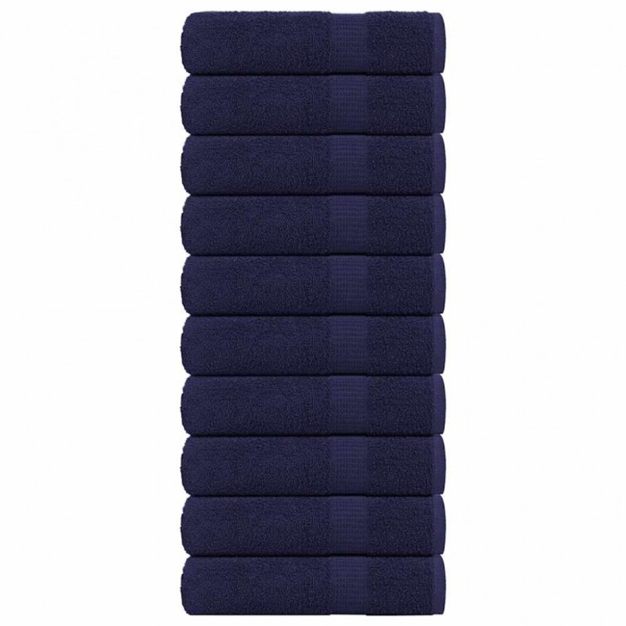 vidaXL Prosoape de m&acirc;nă 10 buc Bleumarin 50x100cm 360 g/m&sup2; 100% bumbac 136784
