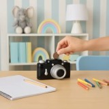 Pusculita din Lut, Forma Aparat Foto, 16x8x8cm, Neagra, CMCLASS