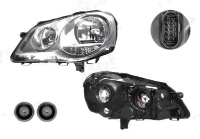 Far VW Polo Hatchback 04.2005-08.2009 TYC partea Dreapta, tip bec H1+H7, culoare rama argintiu foto