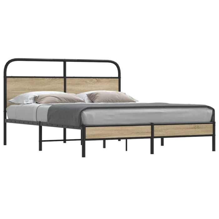 vidaXL Cadru pat fără saltea stejar fumuriu 150x200 cm lemn prelucrat 4100358