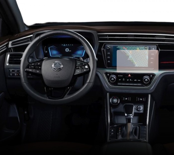 Folie protectie display navigatie Duragon, din silicon, pentru Ssangyong Korando 2019+, transparenta, anti-shock, kit instalare