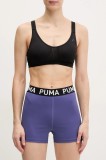 Puma pantaloni scurți de antrenament Strong culoarea violet, cu imprimeu, high waist, 526002