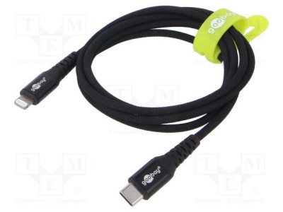 Cablu USB 2.0 Goobay Apple Lightning și USB C 1m negru 60W foto