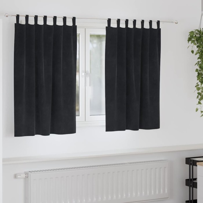 vidaXL Draperii opace cu agățătoare, 2 buc., negru, catifea