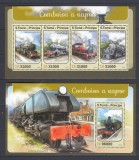 Sao Tome si Principe 2016 - LOCOMOTIVE cu ABURI - BL + KB - MNH