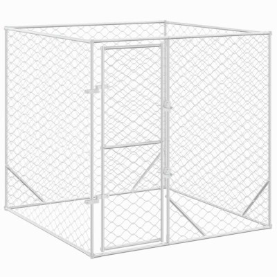 Padoc de exterior pentru caini argintiu 2x2x2 m otel galvanizat foto