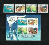 New Zealand 1988 - Jocurile Olimpice, sport, serie si bloc neuzat