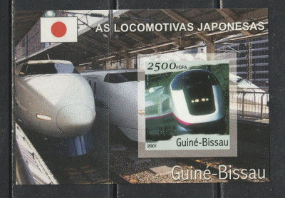 Guinea Bissau 2001 - Locomotive din Japonia NEDANTELATE S/S 1v MNH foto