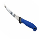 Cumpara ieftin Cutit macelar albastru 29 cm, lama curbata 15 cm, 2 mm, 103 g, otel inoxidabil, maner ergonomic, pentru dezosare usoara, transare si portionare carne