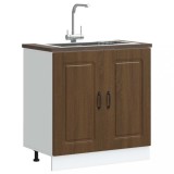 Dulap Baza Chiuveta Bucatarie Stejar Maro 80x46x81.5 cm Kalmar Lemn Prelucrat, Picioare Reglabile