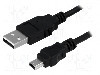 Cablu USB A mufa, USB B mini mufa, USB 2.0, lungime 1.8m, negru, LOGILINK - CU0014