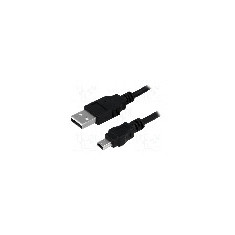 Cablu USB A mufa, USB B mini mufa, USB 2.0, lungime 1.8m, negru, LOGILINK - CU0014