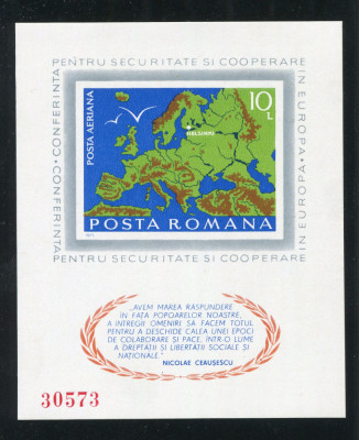 1975 , Lp 892 , Conferinta pentru securitate Helsinki , colita nedantelata - MNH foto