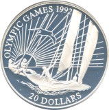 Kiribati 20 Dolari 1992 (Olimpiada de la Barcelona - Navigatie) Argint 31.47 g/925, KM-17 UNC !!!