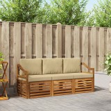 vidaXL Seturi de canapele 3 pcs Natural și Bej Lemn Solid de Acacia 3374308