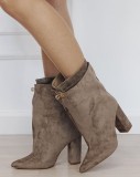 Cizme scurte dama kaki cu toc gros 2911A 19