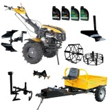 ProGARDEN Pachet Campo 1873 Alpine V2 Motocultor 18CP + RM500T Remorca + 2xPlug + Prasitoare + Adaptor + 2xRoti metalice 540x170 + 4L Ulei