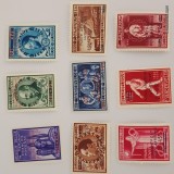 Lot 9 timbre Belgia 1946/47 - Seria "In Memoriam" cu supratipar poștă aeriană