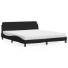 VidaXL Pat cu saltea, Dover, negru, 180x200 cm, catifea 3208446