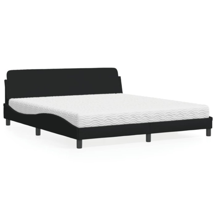 vidaXL Pat cu saltea, Dover, negru, 180x200 cm, catifea 3208446