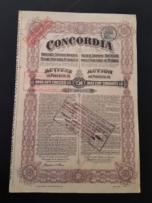 Actiune 1930 petrol soc. CONCORDIA , titlu , actiuni foto