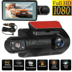 Camera Auto DVR, 2 lentile, HD 1080P, Display LCD 3, G Senzor, Inregistrare in bucla, Wide Angle, Card 32 GB