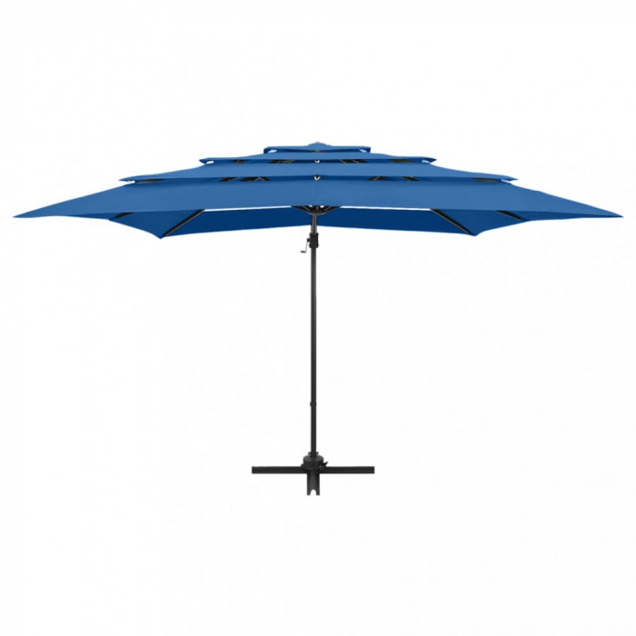 Umbrela de soare 4 niveluri, stalp aluminiu, azuriu, 250x250 cm GartenMobel Dekor