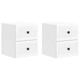 vidaXL Dulap de noapte suspendat cu sertar 2 pcs Alb foarte lucios 897964