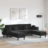Cumpara ieftin Canapea din catifea cu pernă 3 pcs Negru 208 cm Catifea