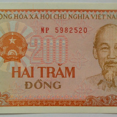 BANCNOTA COMUNISTA 200 DONG - VIETNAM, anul 1987 *cod 632 A = UNC