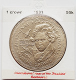 1895 Insula Man 1 crown 1981 Elizabeth II (Beethoven) km 78, Europa