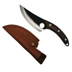 Cutit japonez lucrat manual DEPOX&reg;, otel inoxidabil, 27.5 cm, teaca inclusa, Negru