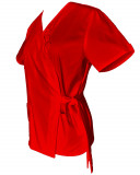 Halat Medical Pe Stil, Tip Kimono Rosu cu Elastan, Model Daria - XS