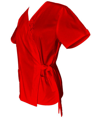 Halat Medical Pe Stil, Tip Kimono Rosu cu Elastan, Model Daria - 4XL foto