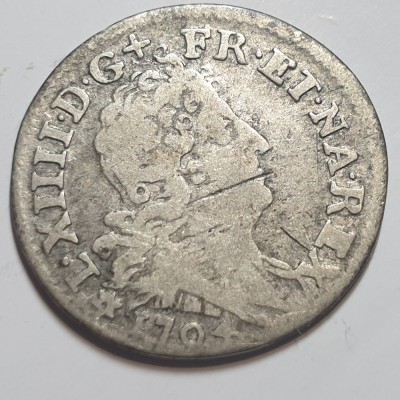 Franța 5 sols , 1/16 Ecu 1704 BB , Regele Soare, argint foto