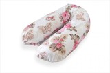 Perna Alaptare Gravide 3 in 1 Cornulet Fluturi si Flori - Suport Bebelus, Husa Bumbac, Ergonomica, Hipoalergenica, 1.6m