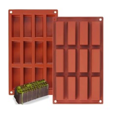 Tava silicon 12 cavitati ciocolata Dubai, rezistenta termic, 29.5x17 cm, 548COF