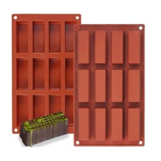 Tava silicon 12 cavitati ciocolata Dubai, rezistenta termic, 29.5x17 cm, 548COF