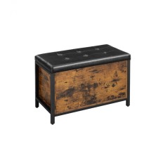 Cufar depozitare cu capac tapitat, design industrial, 80 x 40 x 50 cm
