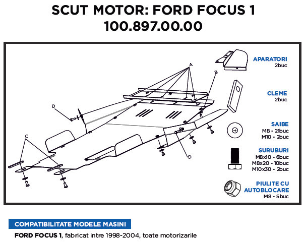 Scut Motor Ford Focus 1998-2004. Toate Motorizarile 78800 100.897.00.00