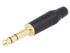 Conector Jack 6,3mm Stereo Tata Amphenol pentru Lipire, Metal, Aurit, 3 Piste, Drept