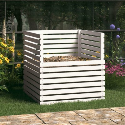 Compostor, alb, 100x100x102 cm, lemn masiv de pin GartenMobel Dekor foto