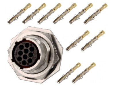 Conector circular RT360 soclu mufă mamă crimpat 10 pini 7.5A foto