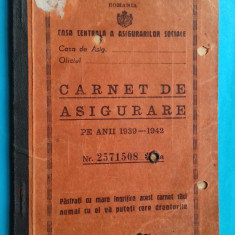 Bucuresti Carnet de Asigurare 1939