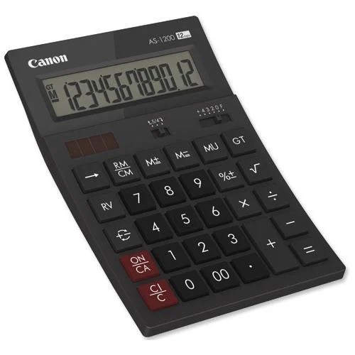 Calculator birou Canon&nbsp;AS1200, 12 digiti, display LCD vertical, inclinat, separator