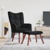 Gossi scaun de relaxare cu taburet, negru, catifea
