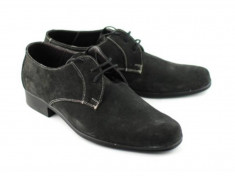 Pantofi barbati piele naturala (Intoarsa) casual-eleganti GRI - Made in Romania! foto